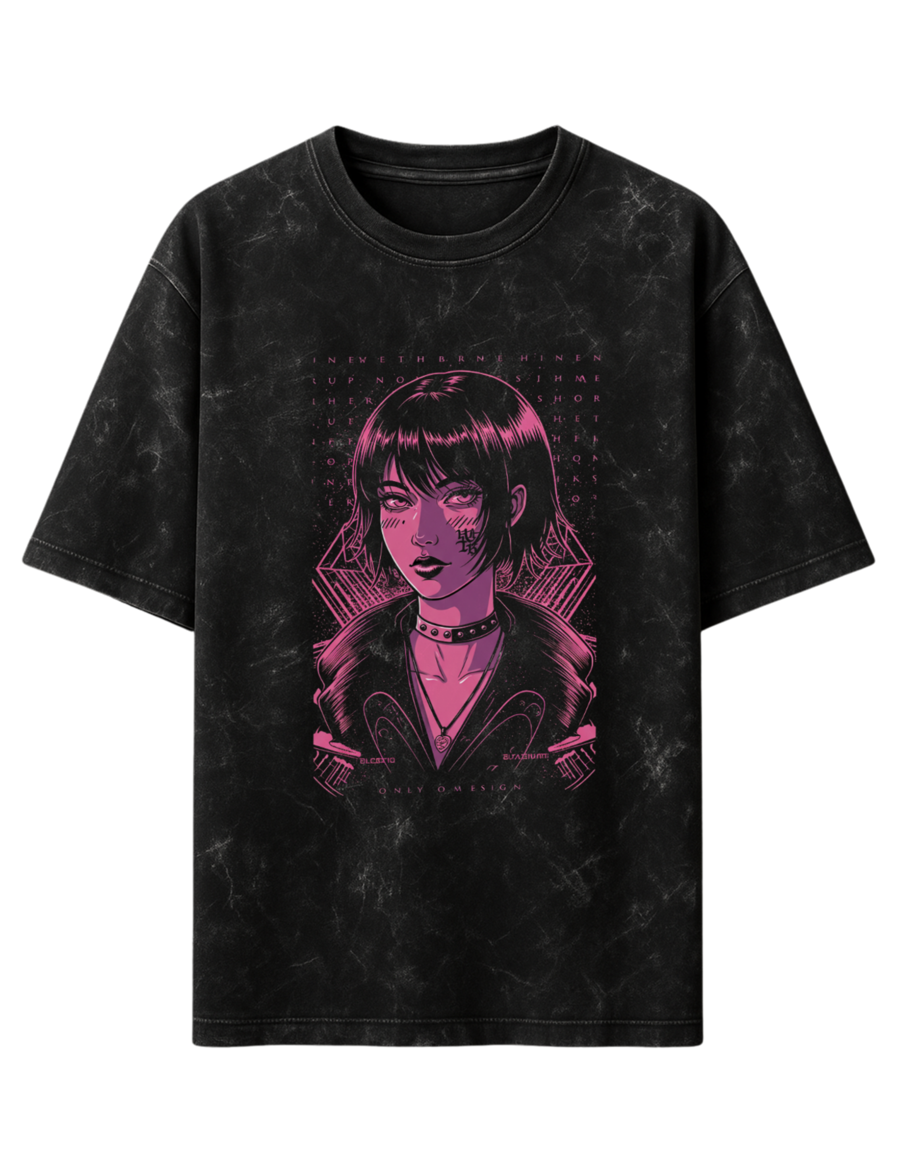 Acid Wash Oversized Gothic Anime T-Shirt