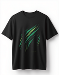 Black Abstract Slash Graphic Oversized Tee