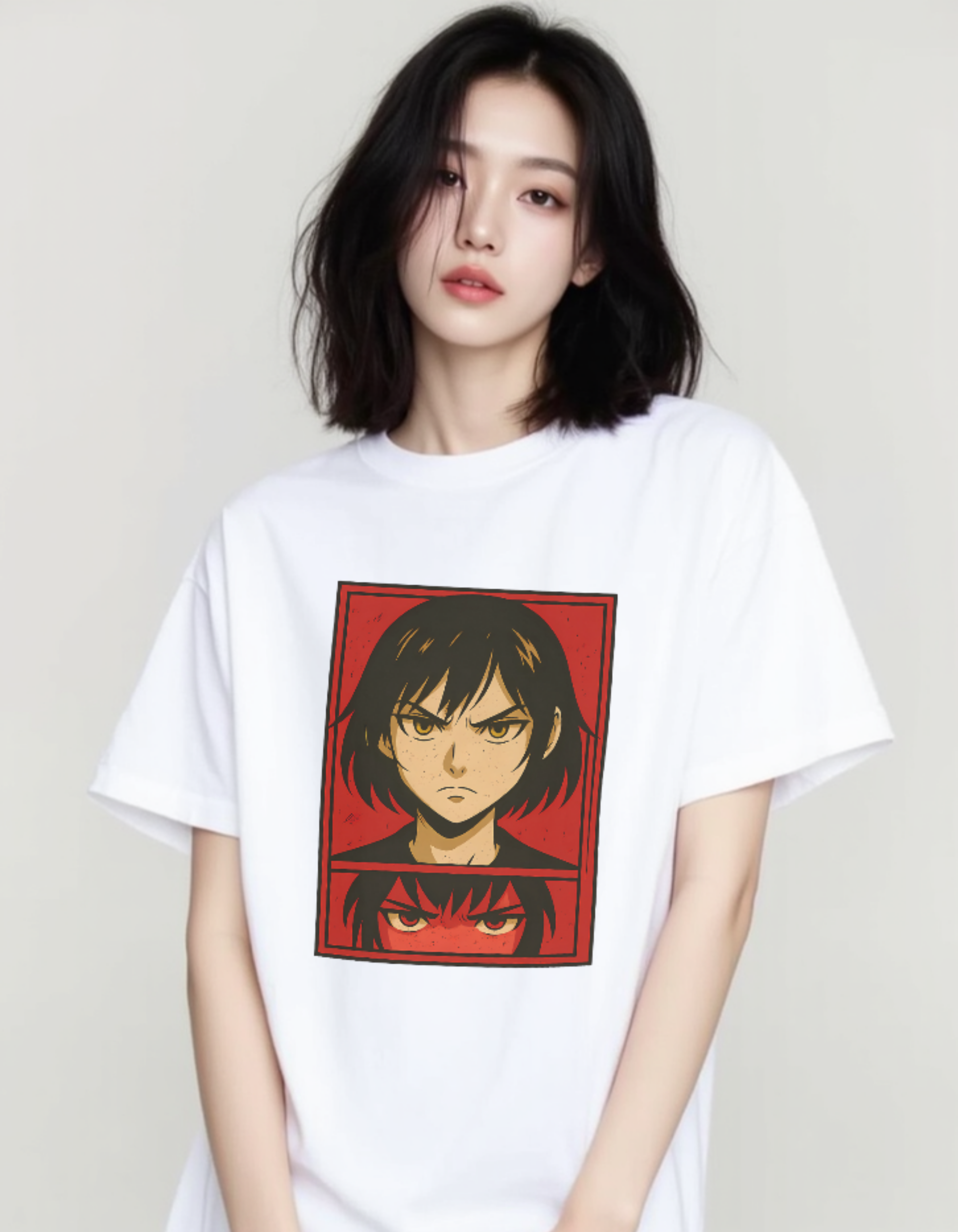 Dual Rage White Anime Graphic Tee