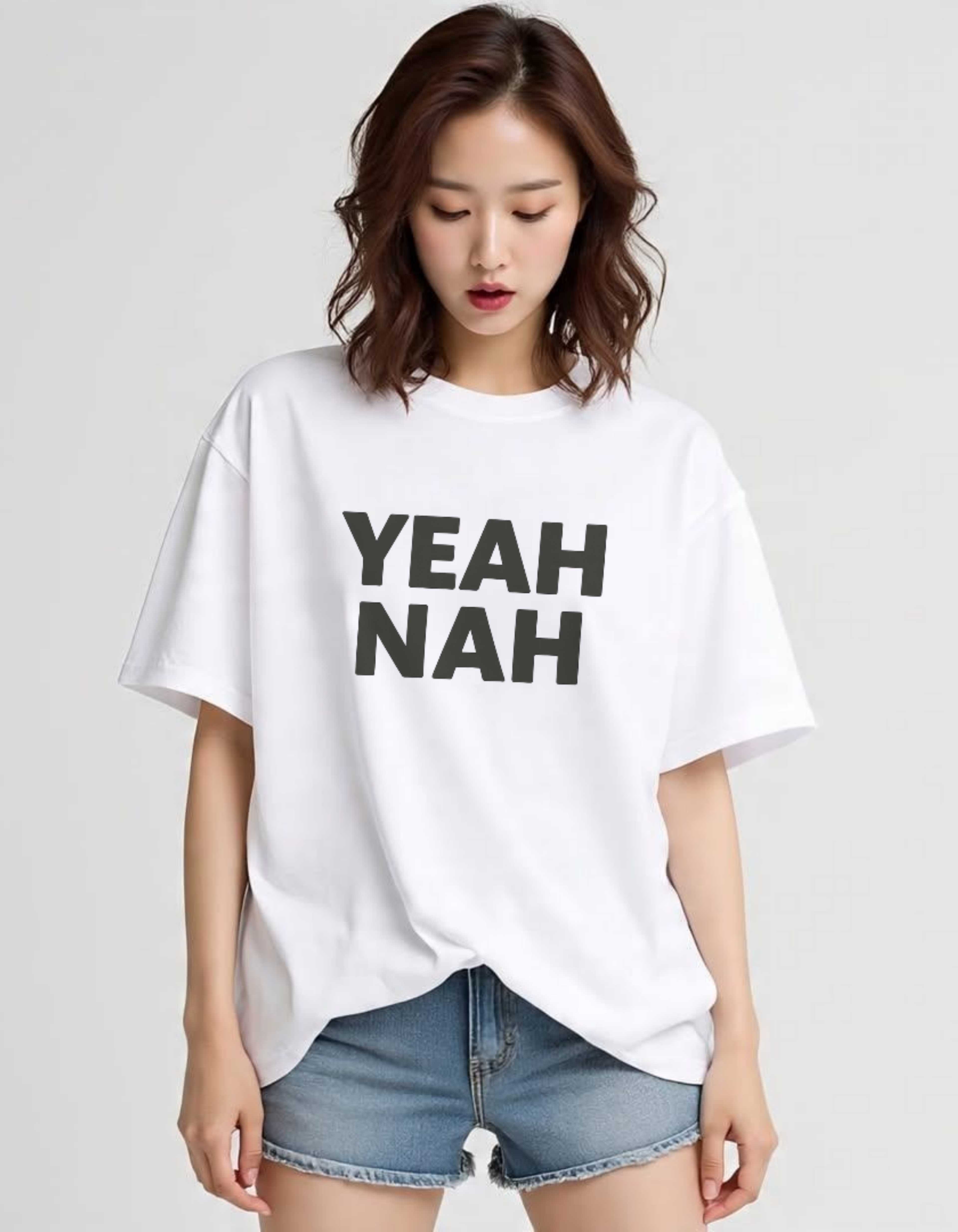 YEAH NAH Oversized Statement Tee